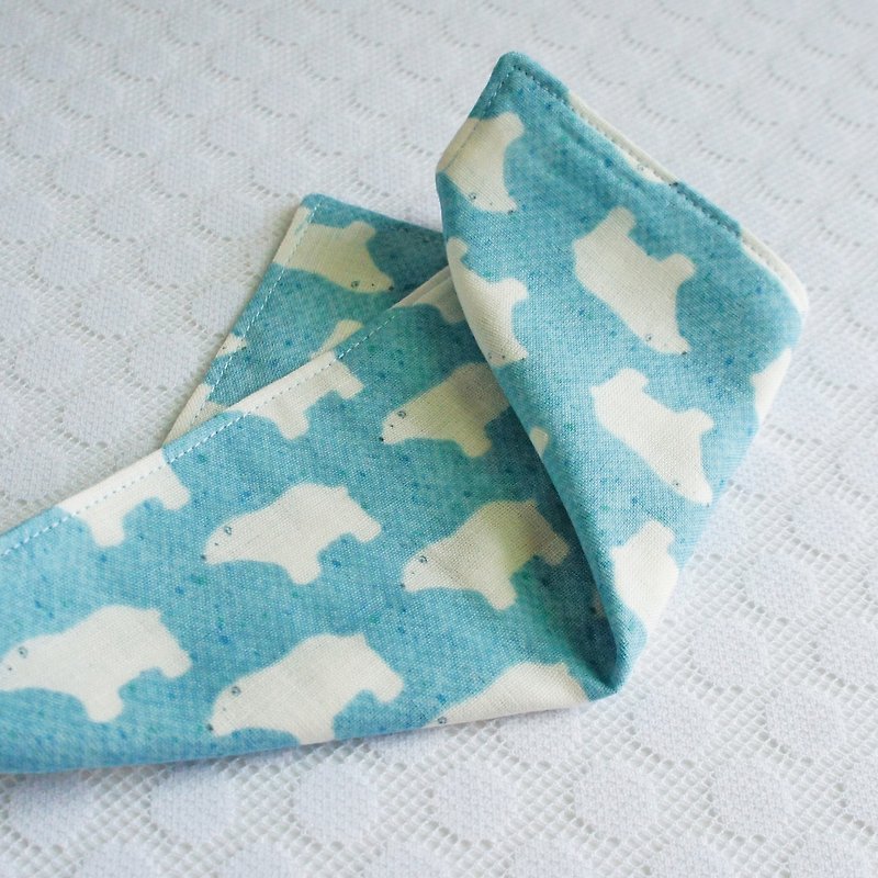 Lovely [Japan double yarn] chubby polar bear handkerchief, hand towel, saliva towel [2 colors each 1] E - Bibs - Cotton & Hemp Multicolor