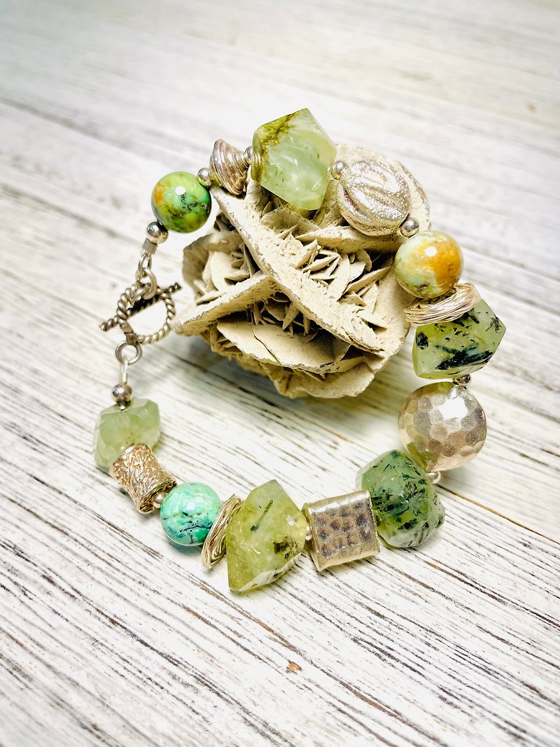 Wilderness Stone Stone silver bracelets - Bracelets - Semi-Precious Stones Green