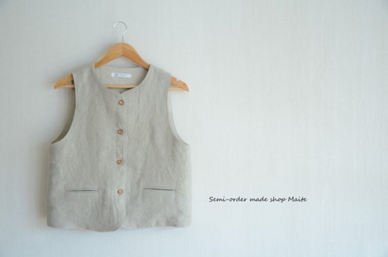 Pinkoi Proxy Purchase -  Linen no-collar vest 100% Linen - Women's Tops - Cotton & Hemp 