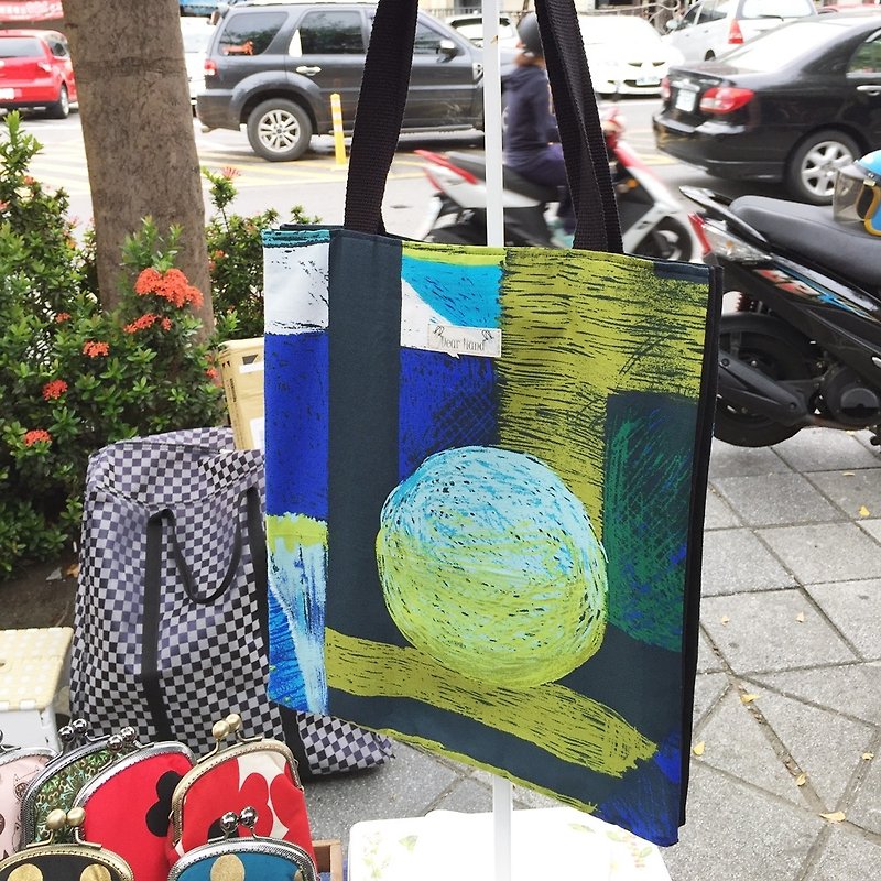 Shoulder bag three sandwich bag + I back a picture - earth + - กระเป๋าแมสเซนเจอร์ - ผ้าฝ้าย/ผ้าลินิน สีเขียว