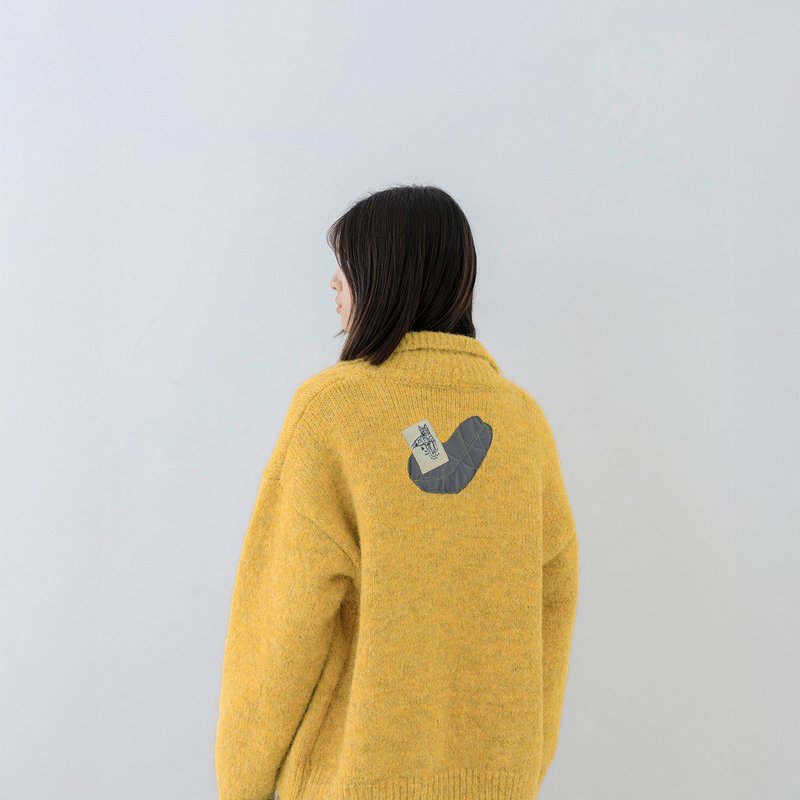 小球裝飾毛料外套 - 女大衣/外套 - 其他人造纖維 黃色