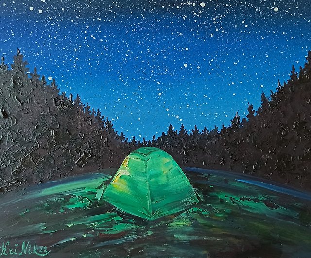 Camping Painting Tent Oil Painting Starry Night Original Art Forest Travel  Art - Shop ArtByKri Posters - Pinkoi