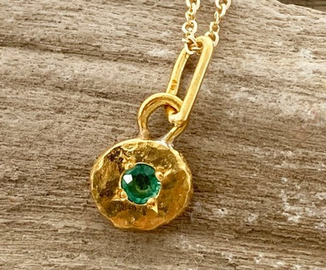 K22 K24純金エメラルドペンダントトップK24 Emerald Pendant Top