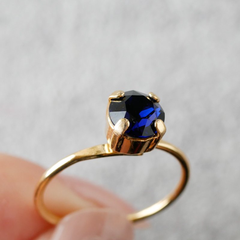 Swarovski Crystal/Delicate Simple Ring/Dark Indigo - General Rings - Crystal Blue