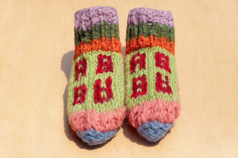 Miyue Gift Box Miyue Gift Limited One Knitted Pure Wool Thermal Socks/ Children's Wool Socks/ Children's Wool Socks/ Inner Brush Socks/ Knitted Wool Socks/ Children's Indoor Socks-Childlike Color Nordic Style Totem - รองเท้าเด็ก - ขนแกะ หลากหลายสี