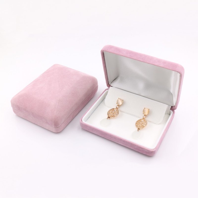 Earring box, pastel colorful jewelry box, imported from Japan - Storage - Cotton & Hemp Pink