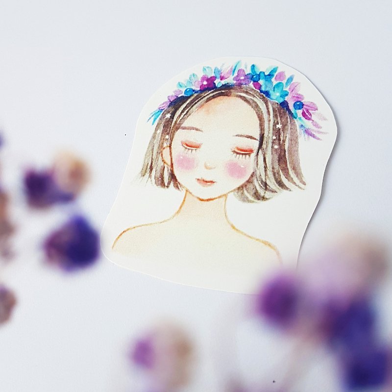 Flower Sleeping Girl Sticker Set - Stickers - Paper Multicolor