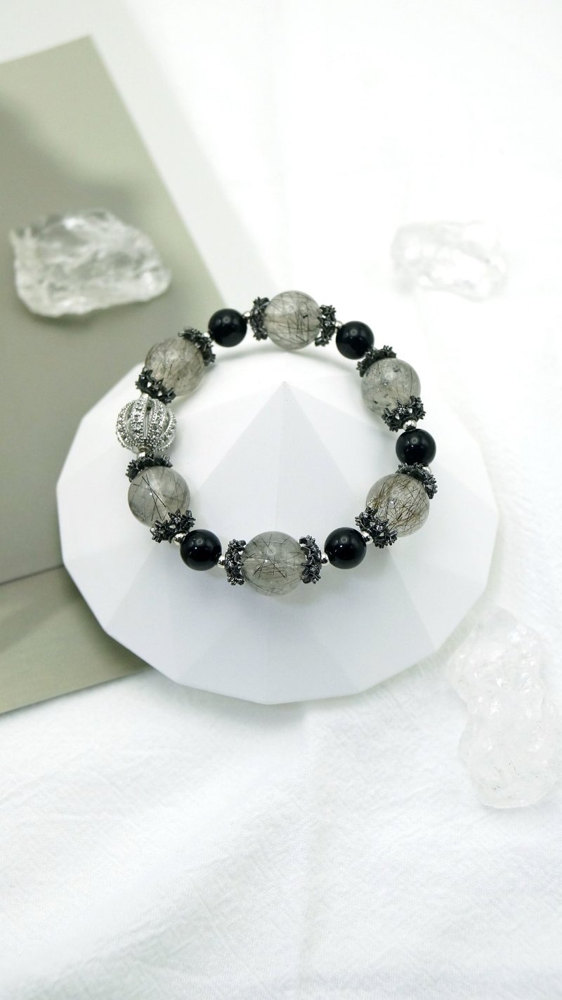 Black crystal obsidian bracelet | Prevent villains from evil spirits and ensure safety | Customized natural crystal bracelet - สร้อยข้อมือ - คริสตัล 