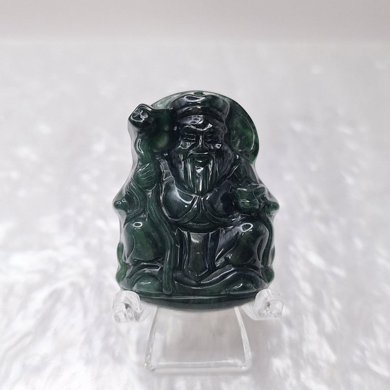 危料濃綠土地公 吊墜 | 天然A貨翡翠 - 項鍊 - 玉石 