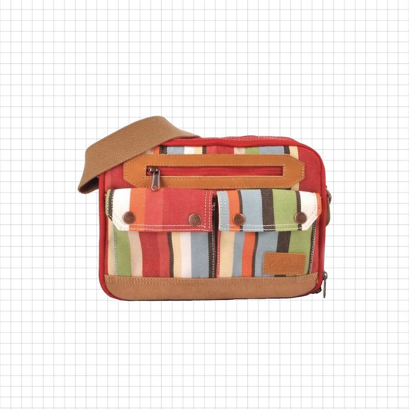 OR double-layer fully open side backpack OR1074-A-RS [Taiwanese original bag brand] - Messenger Bags & Sling Bags - Cotton & Hemp Red