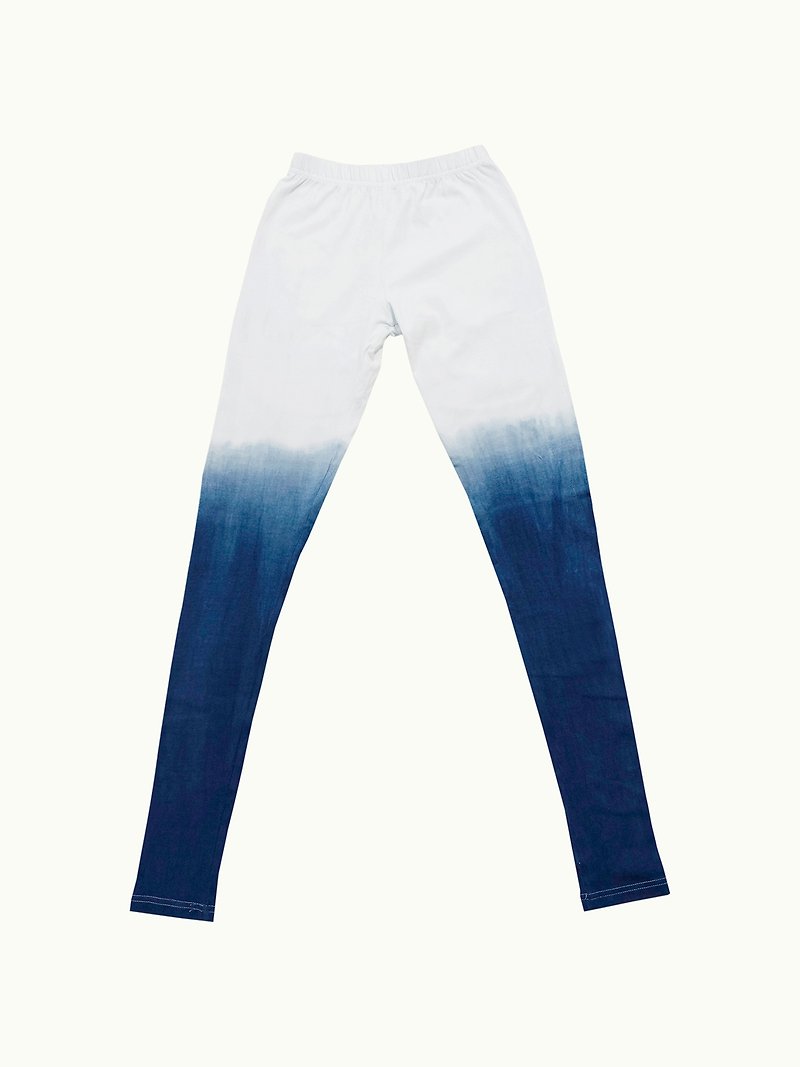 I . A . N Design 漸層藍染內搭褲 有機棉+天然染 Organic Cotton - 女長褲 - 棉．麻 藍色