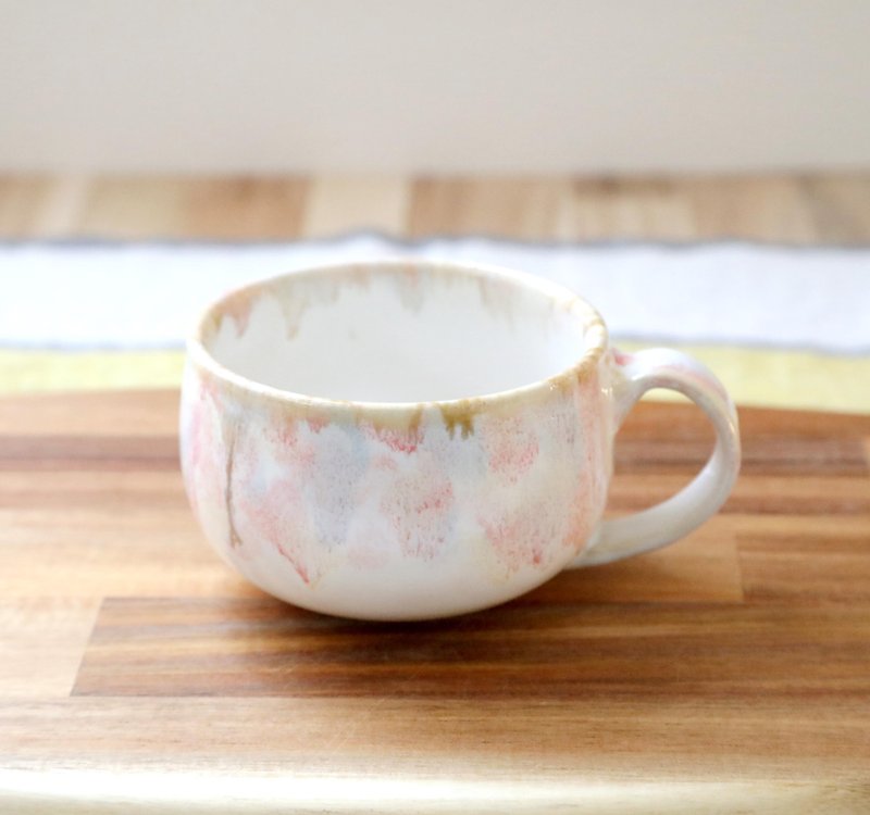 White Glaze and Autumn Hues Mug 2 - แก้วมัค/แก้วกาแฟ - ดินเผา สีแดง