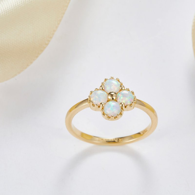 【PurpleMay Jewellery】純18K金澳寶蛋白石四葉草戒指婚戒R115 - 戒指 - 寶石 透明