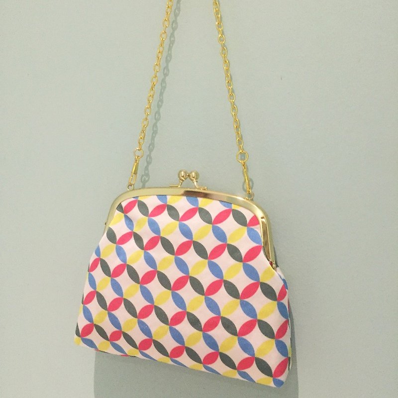 Original Print Japanese traditional pattern kiss lock petit bag SHIPPOUTSUNAGI - Handbags & Totes - Polyester Multicolor