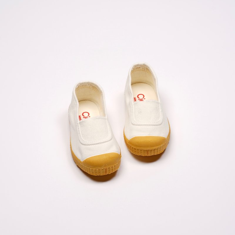 西班牙帆布鞋 CIENTA J75997 05 白色 黃底 經典布料 童鞋 - 男/女童鞋 - 棉．麻 白色