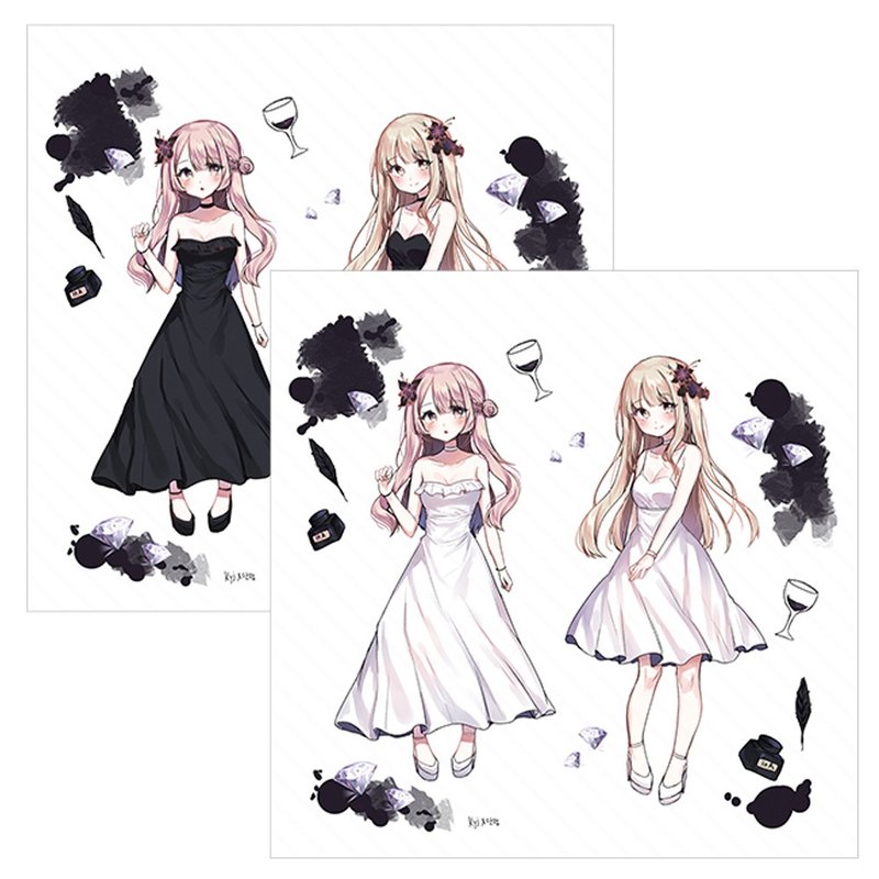 black-and-white wedding 2 types mix (ddatchi) person sticker - 貼紙 - 紙 黑色