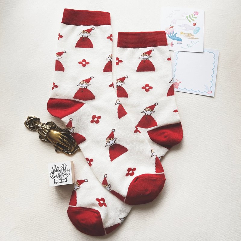 【LITTLE ELF IN RED】SOCKS - Socks - Cotton & Hemp 