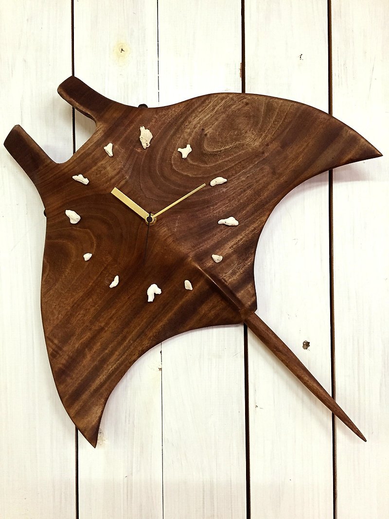 Wall clock of manta Lsize - Clocks - Wood Brown