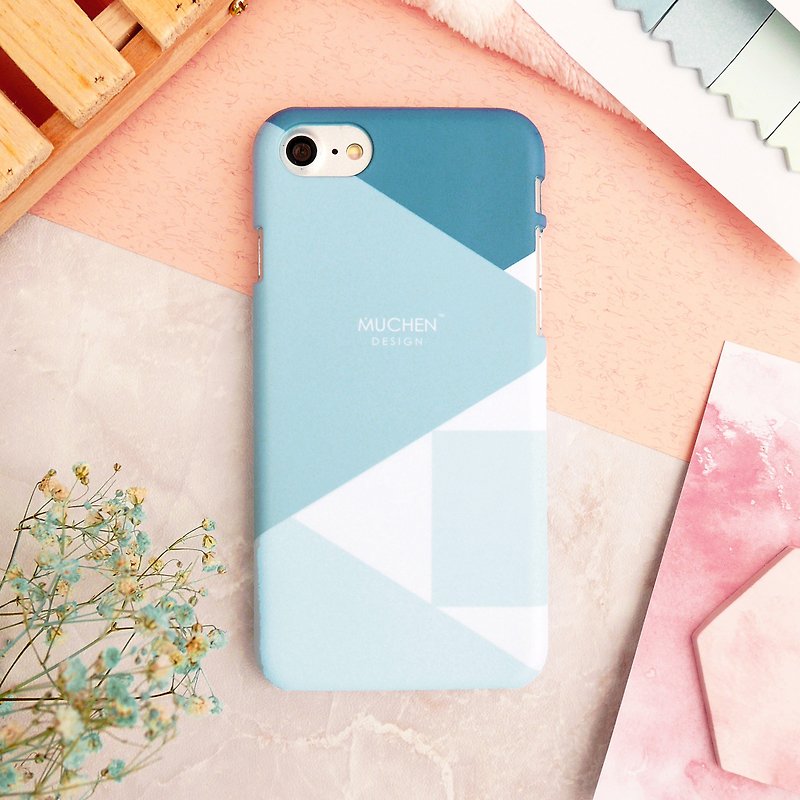 Aqua blue geometric square (iPhone.Samsung, HTC, Sony.ASUS mobile phone case cover) - เคส/ซองมือถือ - พลาสติก สีน้ำเงิน