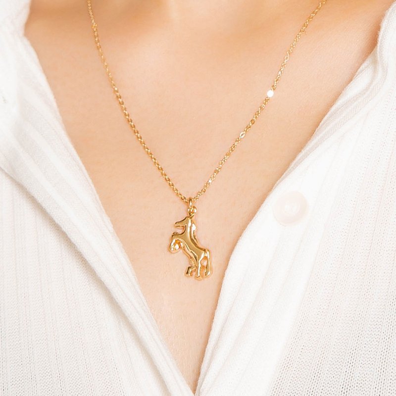 Horse Necklace 生肖系列 馬動物造型項鍊 純銀鍍18K金 送禮推薦 - 項鍊 - 純銀 金色