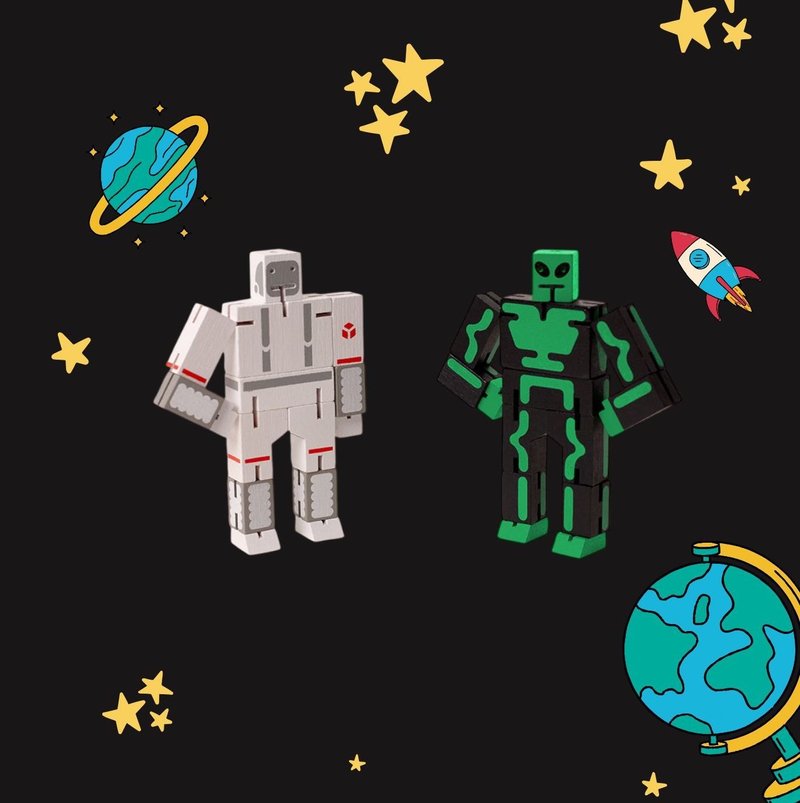 Cubebot 酷比太空好朋友組合【限定款】木製變形積木機器益智玩具 - 公仔/玩偶 - 木頭 