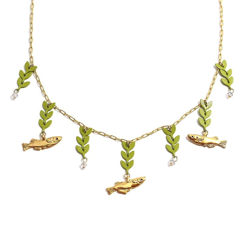 River of Rice fish Necklace Medaka River Necklace NE387 - Necklaces - Other Metals Green