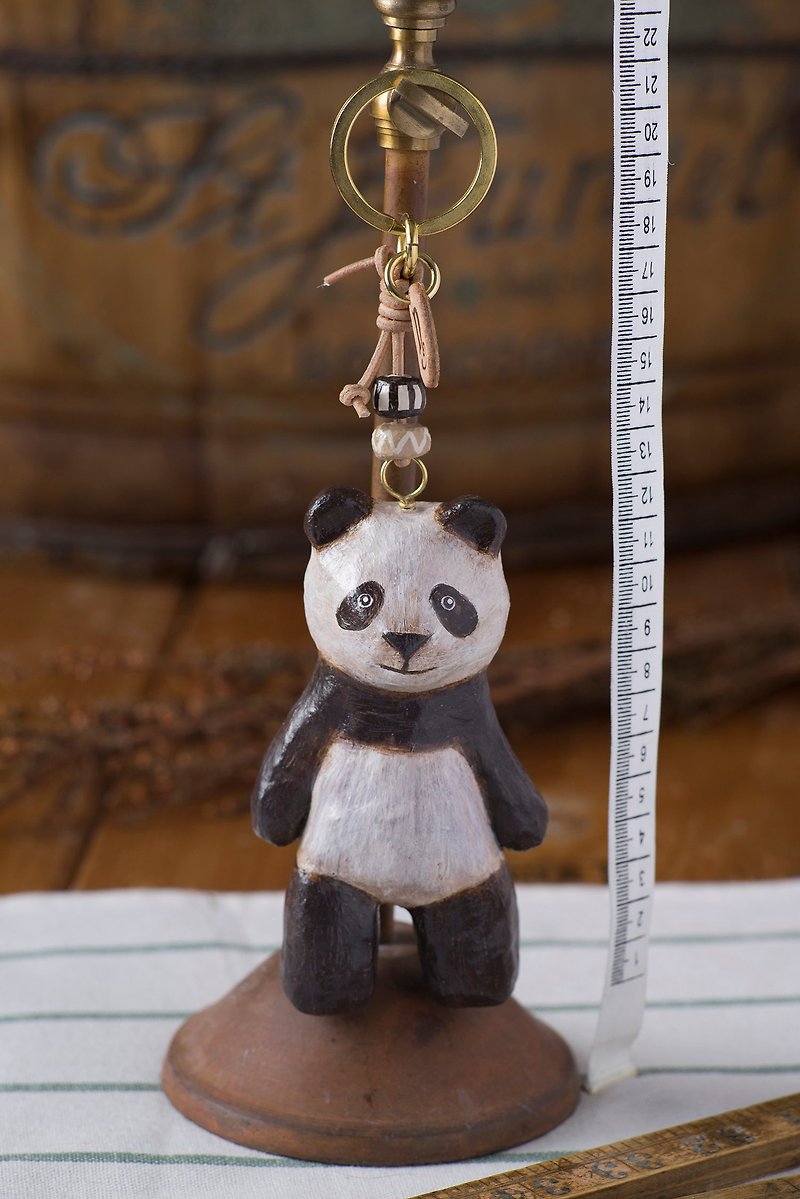 panda paper mache keychain - Keychains - Paper White