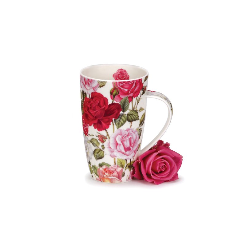【100%英國製造】Dunoon 玫瑰骨瓷馬克杯-600ml - 咖啡杯 - 瓷 紅色