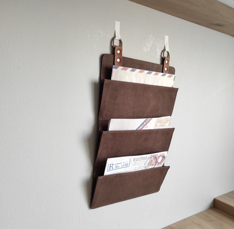 Leather wall mail pocket, leather wall pocket organizer, Leather wall organizer - 居家收納/收納盒/儲物盒 - 真皮 多色