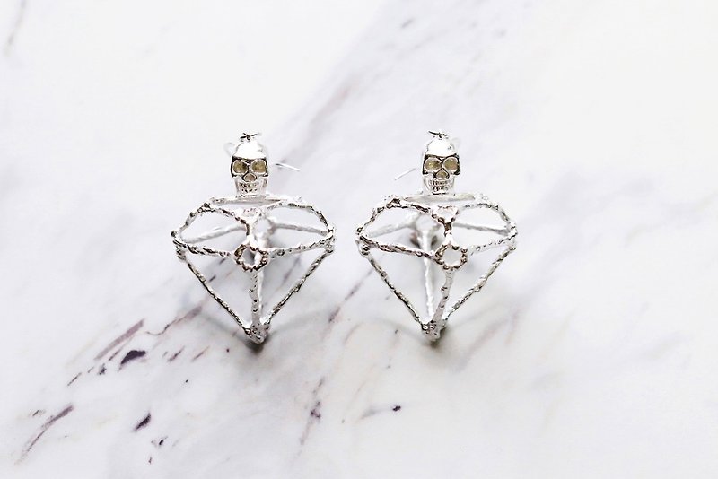 Rough Diamonds Skull earrings. - Earrings & Clip-ons - Other Metals 