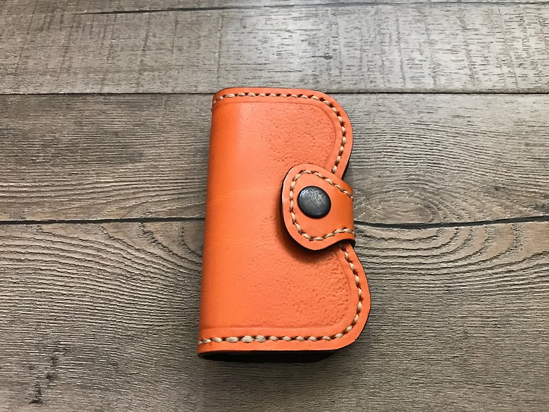 POPO│H Orange │ │ leather Key Pouch - ที่ห้อยกุญแจ - หนังแท้ สีส้ม