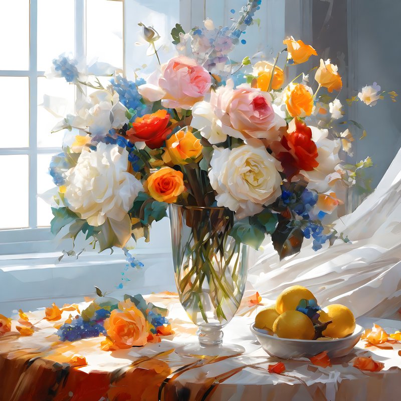 Watercolor painting, Oil Painting, Original art, Bouquet of Flowers, Wall Art - 電子似顏繪/繪畫/插畫 - 其他材質 