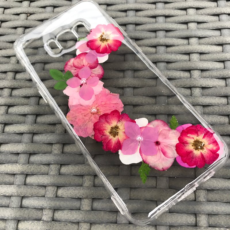 Samsung Galaxy S8 ケース 本物のお花使用 スマホ 青 押し花 005 - スマホケース - 寄せ植え・花 レッド