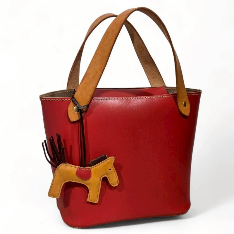 喜氣洋洋馬上成功紅色提包 - 手提包/手提袋 - 真皮 紅色