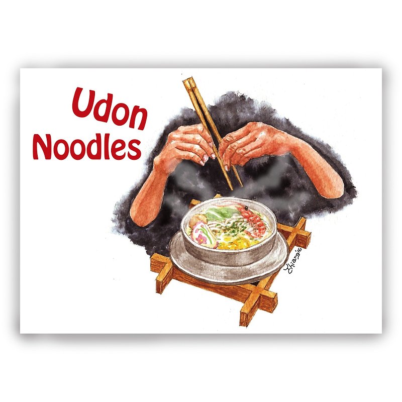 Hand-painted illustration universal card/card/postcard/illustration card-noodle pot roast udon delicacy - การ์ด/โปสการ์ด - กระดาษ 