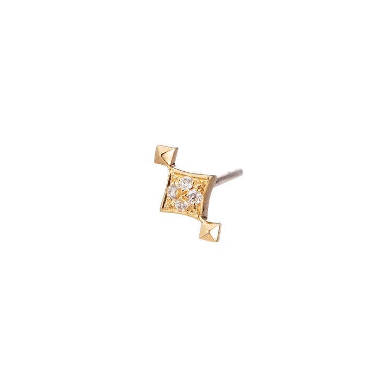 18K Diamond Baguette Earring (Single) - Earrings & Clip-ons - Precious Metals Gold