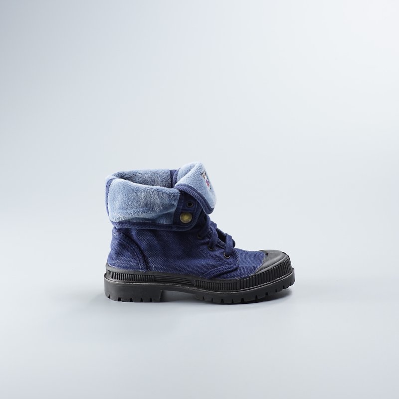 西班牙帆布鞋 冬季刷毛 藍色 黑頭 洗舊  860777 童鞋尺寸 - 童裝鞋 - 棉．麻 藍色