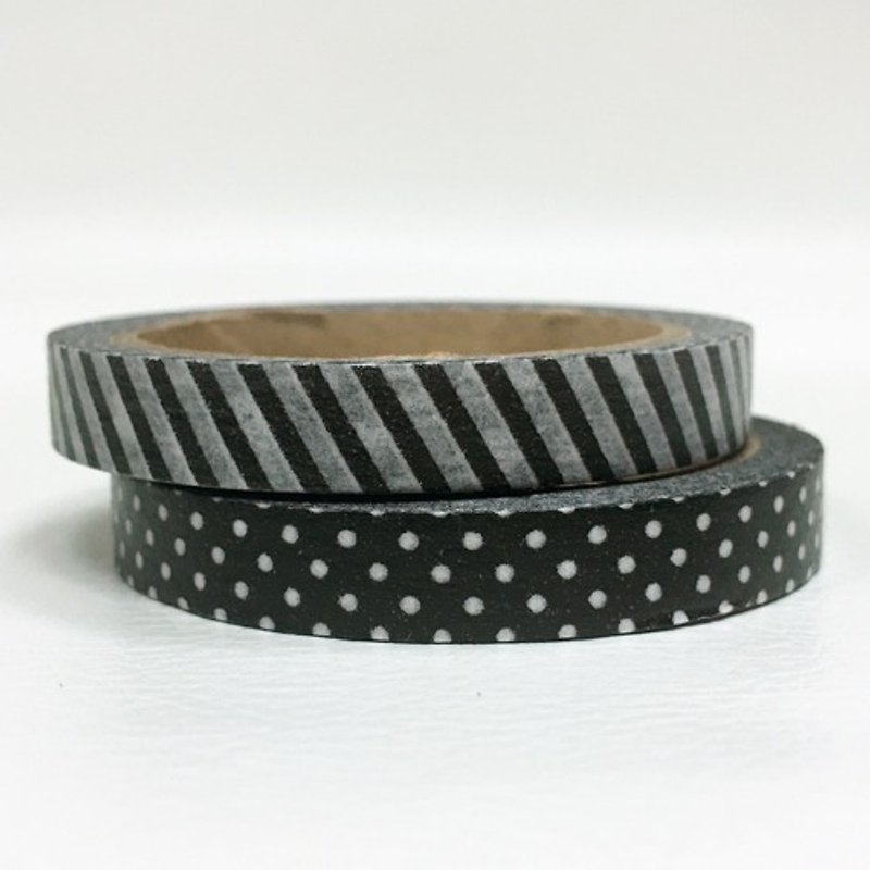 amifa and paper tape into 2 groups [little black and white stripes (36411)] - Washi Tape - Paper Black