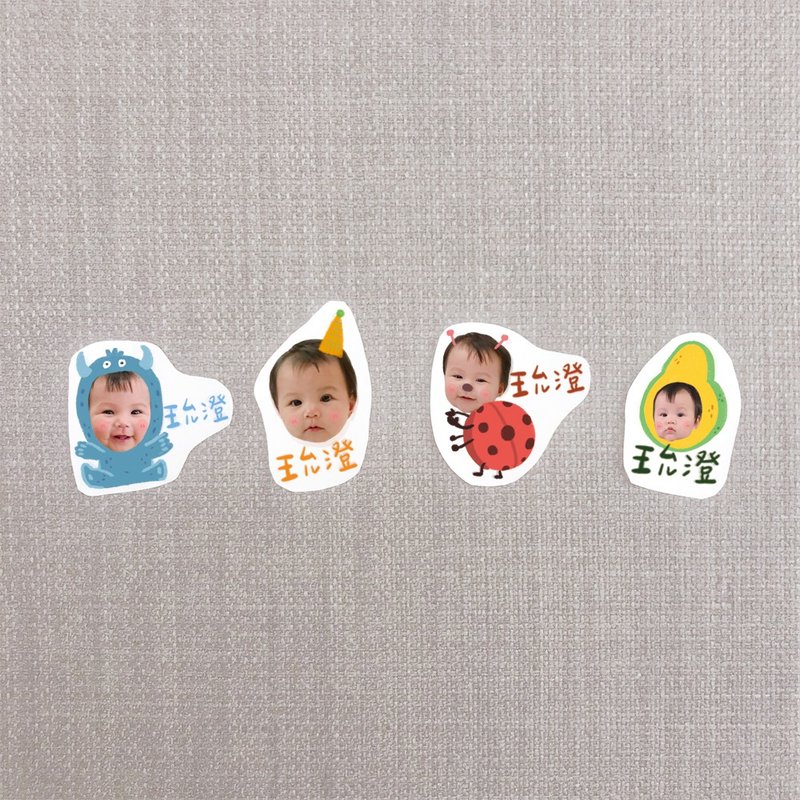客製化專屬。Q版大頭姓名貼紙 - 40入 - 貼紙 - 紙 多色