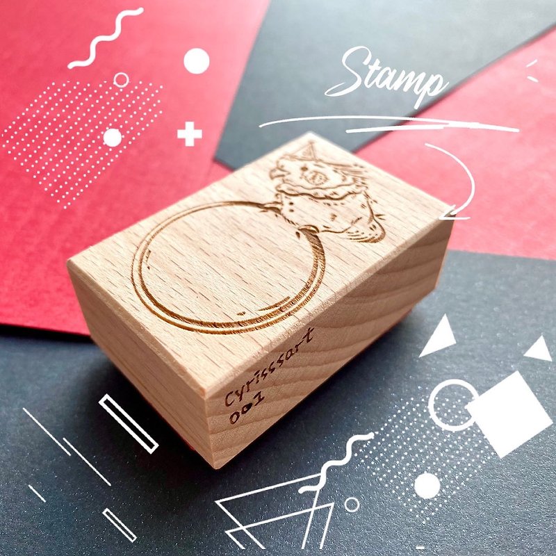【Life Circus Series】【Red Face Cocktail】Wooden Stamp - Stamps & Stamp Pads - Wood 