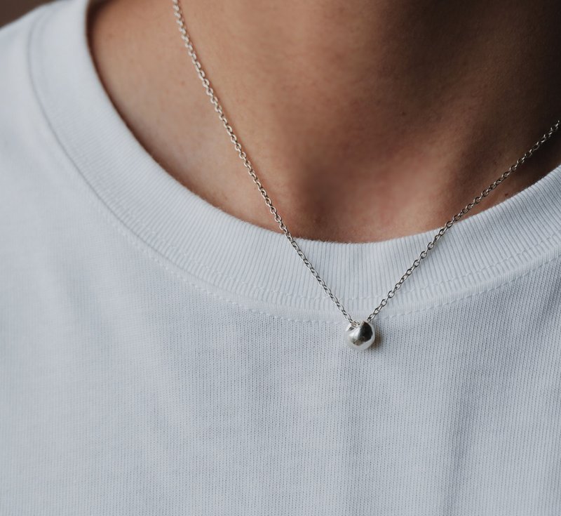 Sleek feel [BEAN] 999 sterling silver_necklace Silver clay - สร้อยคอ - เงินแท้ สีเงิน