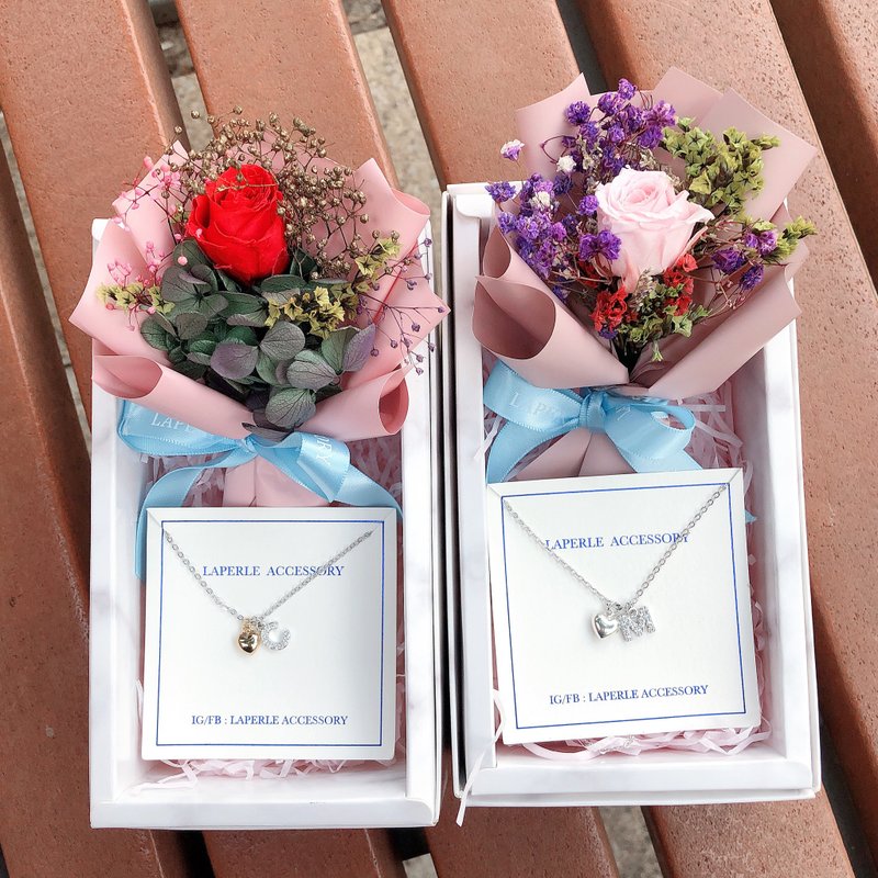 花盒心中有妳 客製 英文字母 項鍊 婚禮小物 姊妹禮物 生日禮物 - 項鍊 - 其他金屬 銀色