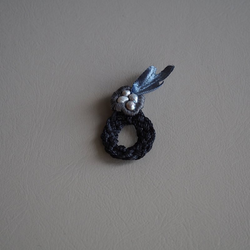 輪のピアスイヤリング - 耳環/耳夾 - 棉．麻 黑色