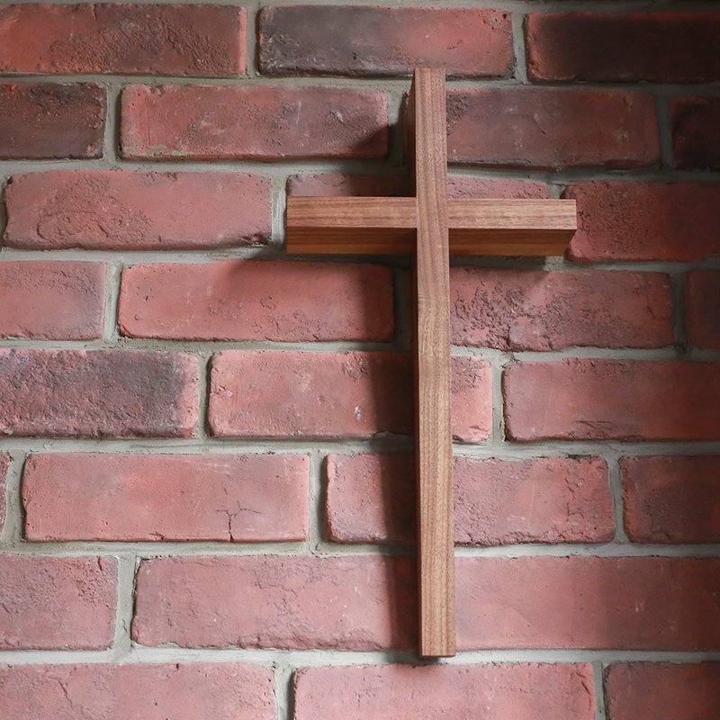 No. 2 Looking Up Walnut Cross - 60cm - Wall Décor - Wood Brown