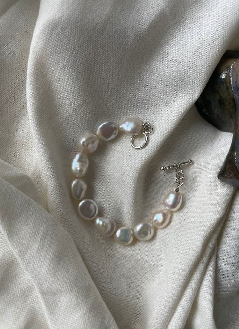 Baroque pearl bracelet, pearl silver bracelet, real pearl bracelet, aesthetic pe - Bracelets - Silver 