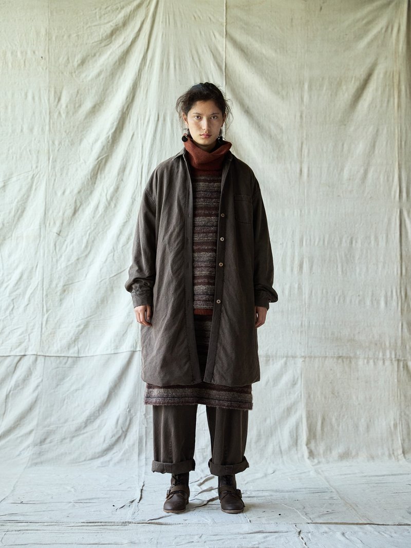 日系復古 棉麻長款襯衫 休閒夾棉襯衣 - 女襯衫 - 其他材質 