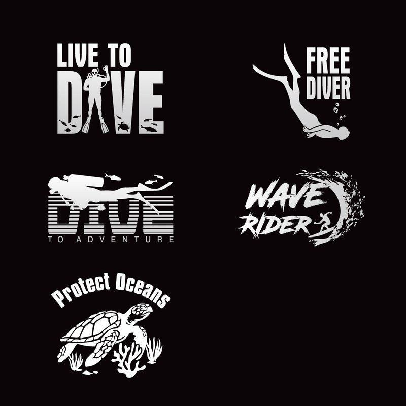 Water sports diving deep diving free diving oxygen bottle scuba diving surfing surfboard car stickers - Stickers - Waterproof Material 