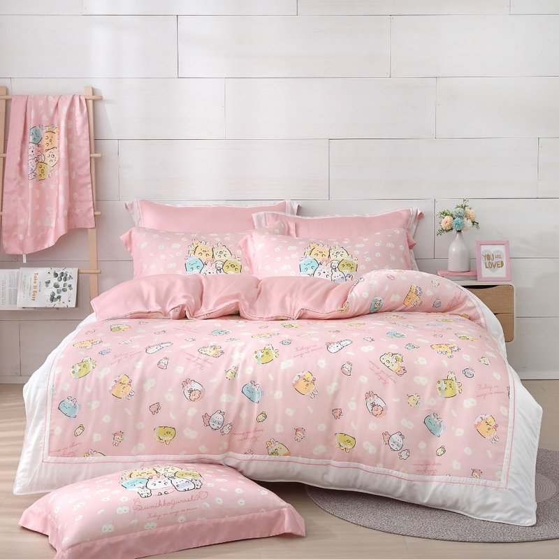 Bed bag pillowcase dual-use quilt set-corner buddy-Tutu Grassland-pink-full version-100% Tencel - Blankets & Throws - Silk 