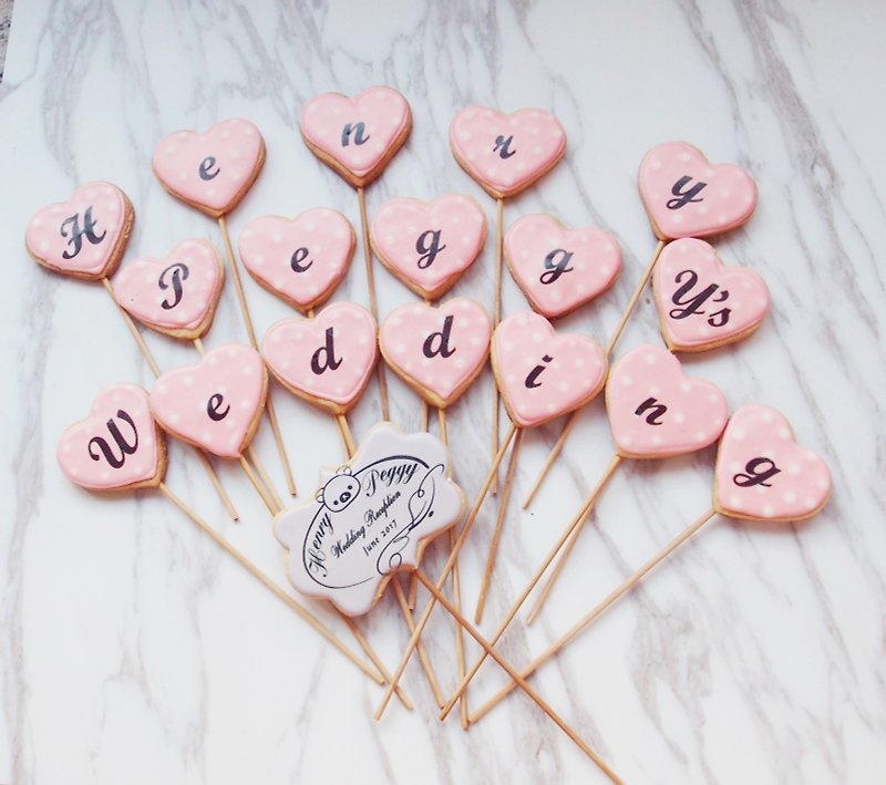 [Dream Wedding Small Things] Romantic Pink Love Lollipop Cookies - คุกกี้ - อาหารสด 