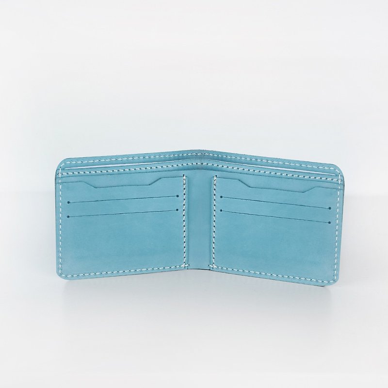 [Mell] waxed cowhide wallet simple short blue-green - Wallets - Genuine Leather Green